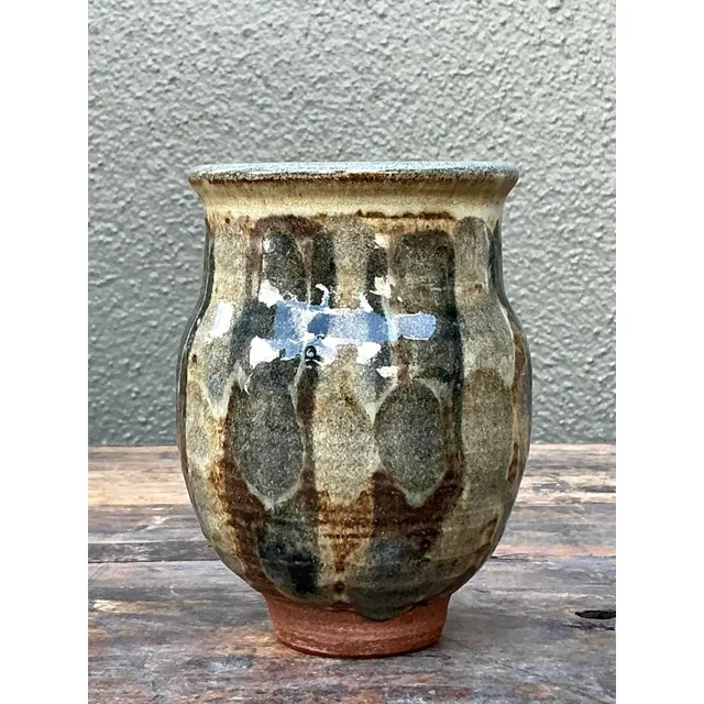 Vintage Boho Original Studio Pottery Small Striped Vase — additional photo 1