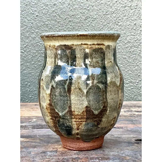 Vintage Boho Original Studio Pottery Small Striped Vase — additional photo 5