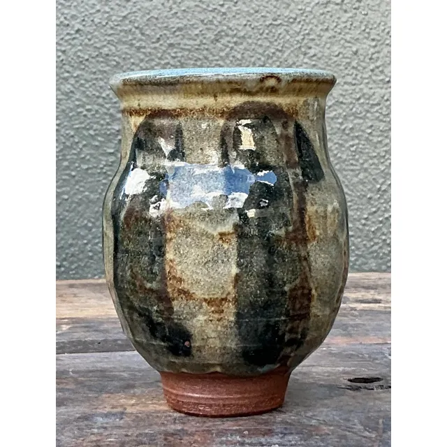 Vintage Boho Original Studio Pottery Small Striped Vase — additional photo 2