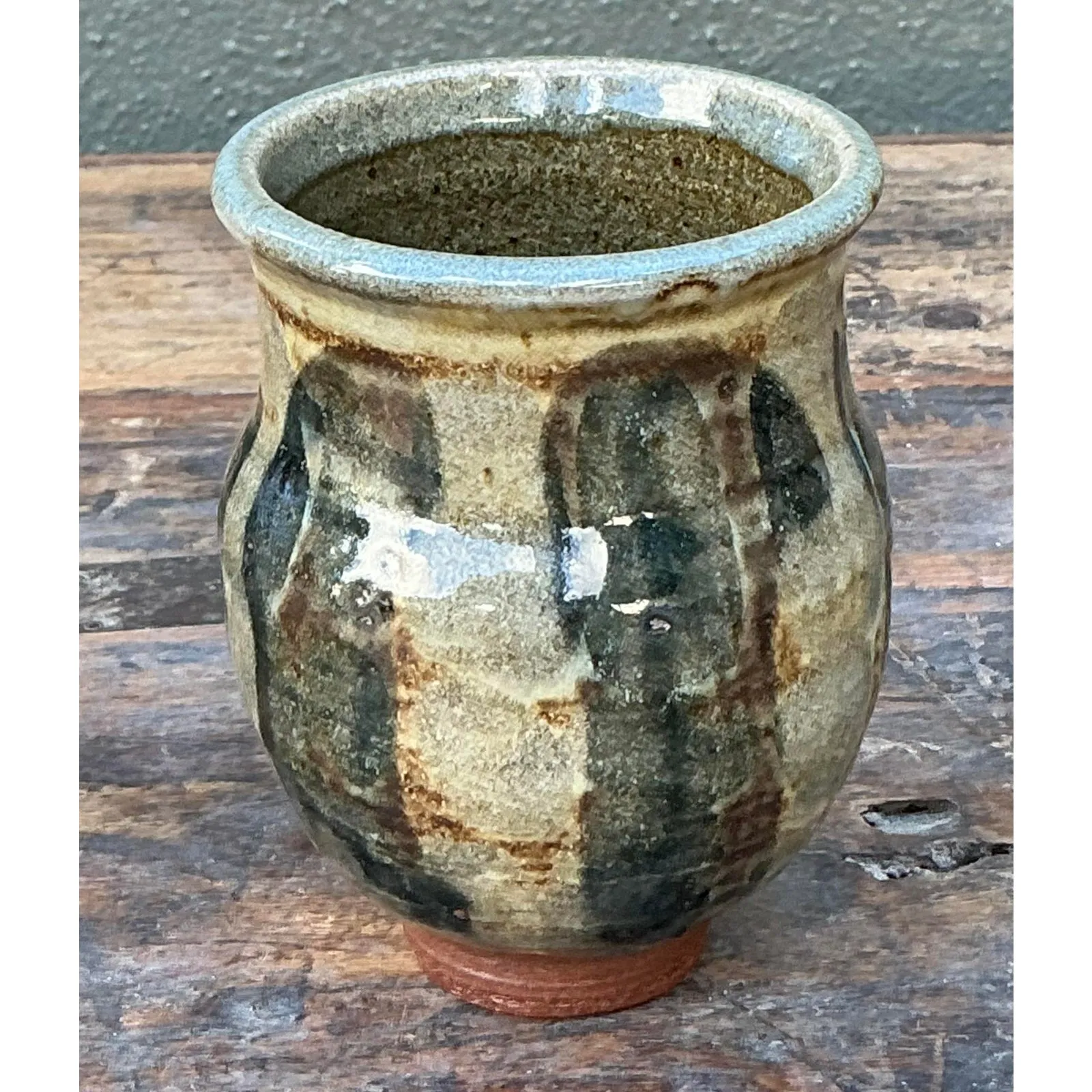 Vintage Boho Original Studio Pottery Small Striped Vase — additional photo 4