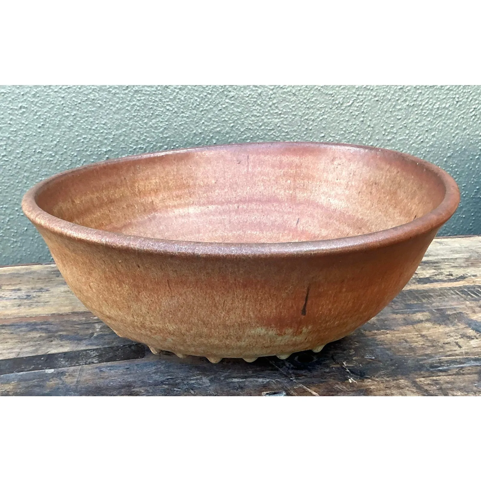 Vintage Boho Original Studio Pottery Drip Bowl — additional photo 4
