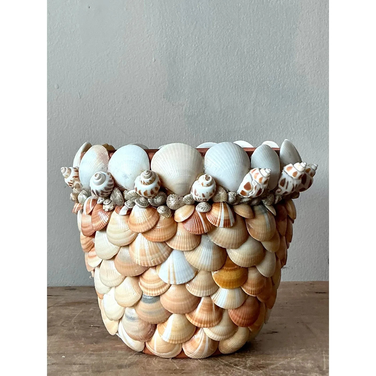 Vintage Boho Shell Encrusted Pot — additional photo 2