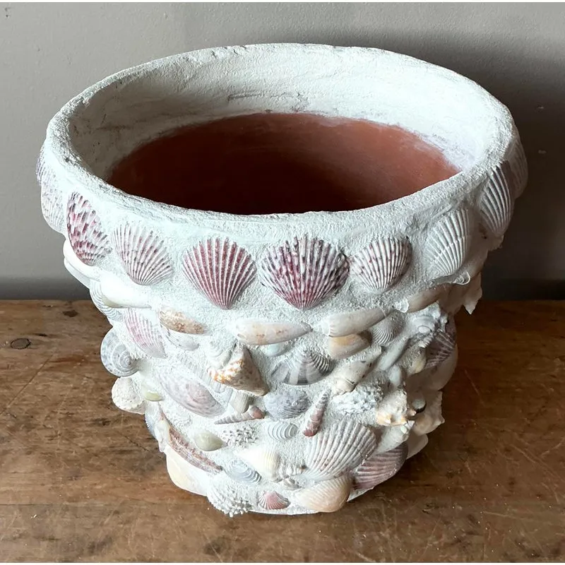 Vintage Boho Shell Encrusted Planter — additional photo 1
