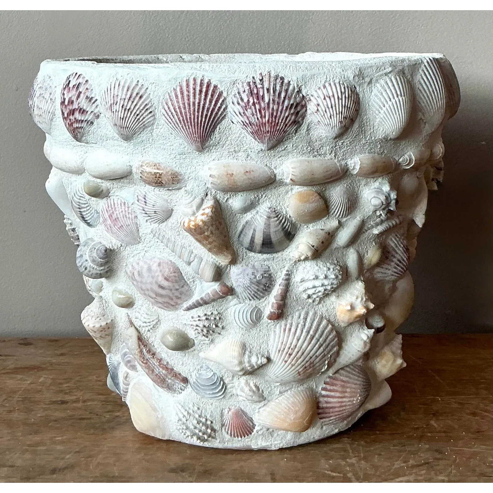 Vintage Boho Shell Encrusted Planter — additional photo 1