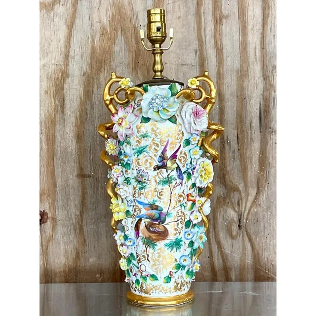 Vintage Regency Capodimonte Table Lamp — additional photo 2