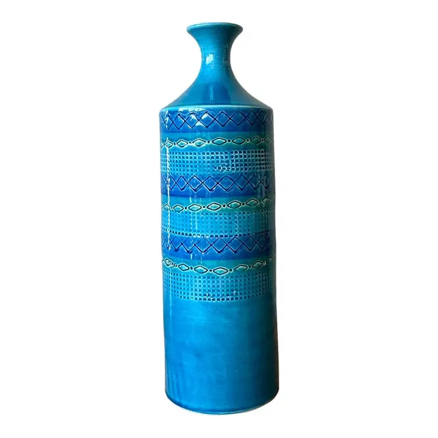 Vintage Italian Striped Glazed Ceramic Vase — additional photo 1