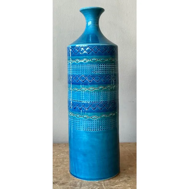 Vintage Italian Striped Glazed Ceramic Vase — additional photo 4