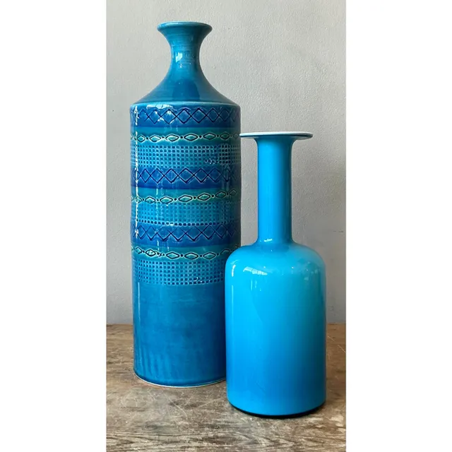 Vintage Italian Striped Glazed Ceramic Vase — additional photo 7