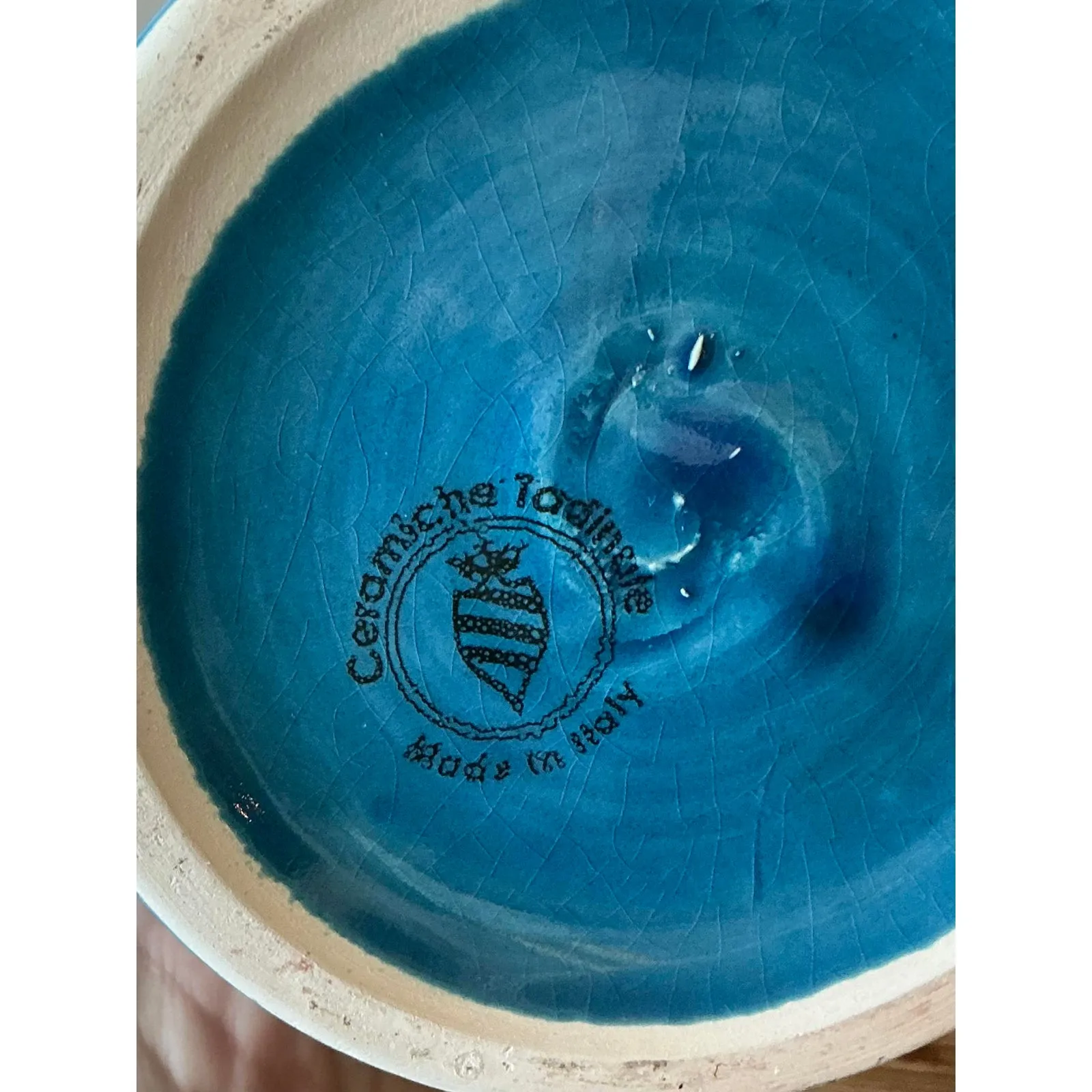 Vintage Italian Striped Glazed Ceramic Vase — additional photo 8