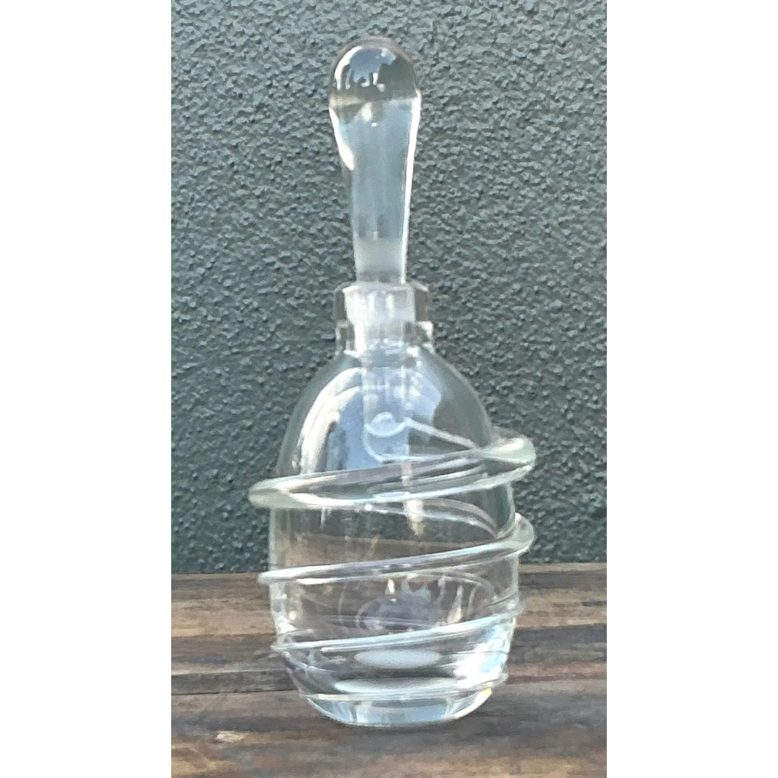 Vintage Boho Original Art Glass Bottle With Stopper — additional photo 1