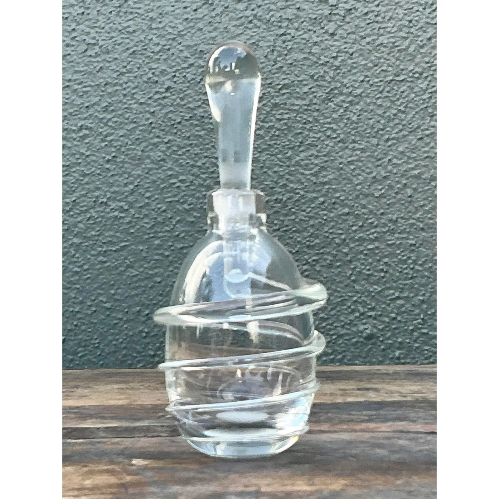 Vintage Boho Original Art Glass Bottle With Stopper — additional photo 4