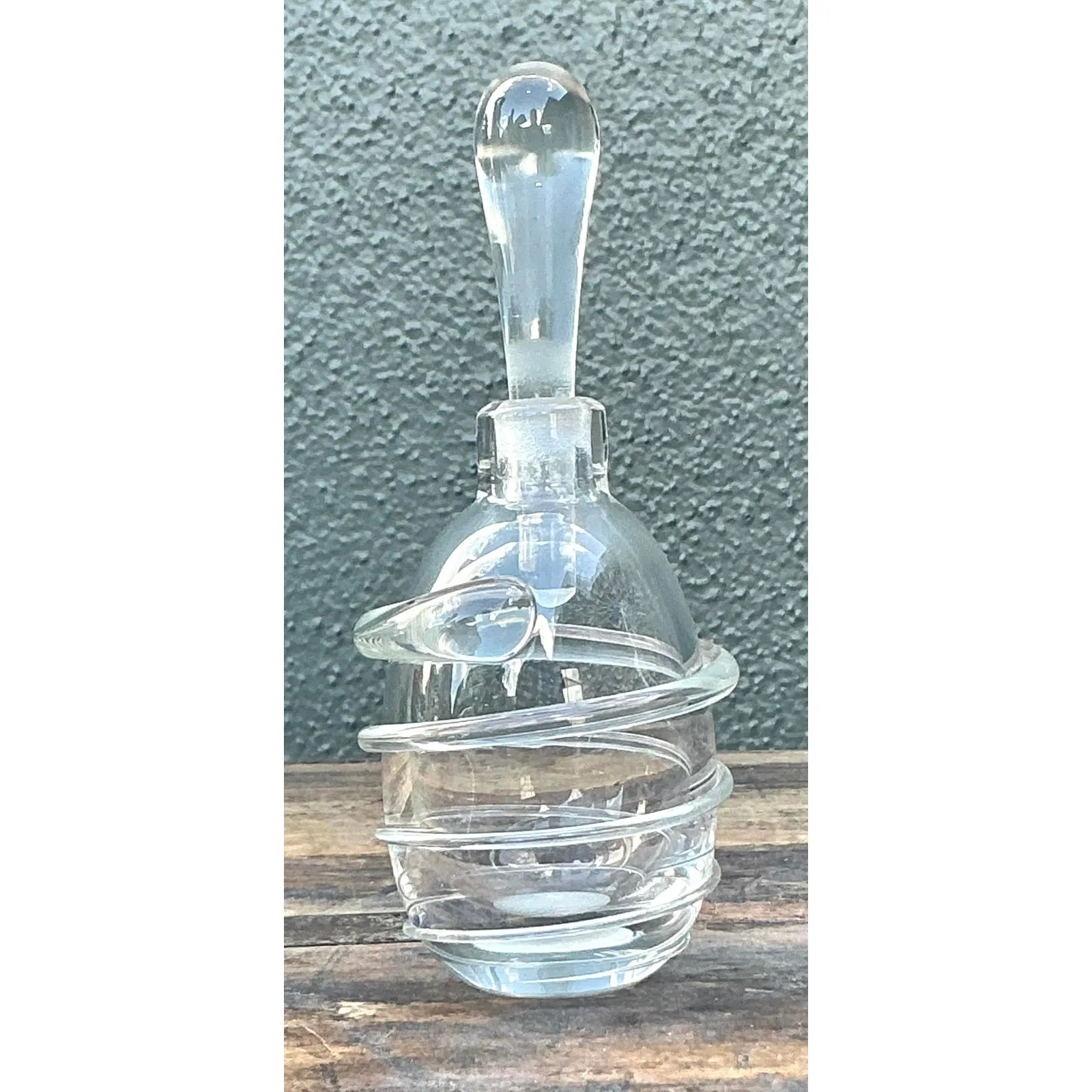 Vintage Boho Original Art Glass Bottle With Stopper — additional photo 2