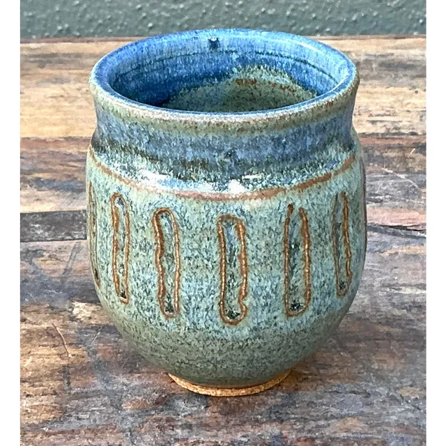 Vintage Boho Original Studio Pottery Small Vase - Ceramic, 3W x 4H — additional photo 1