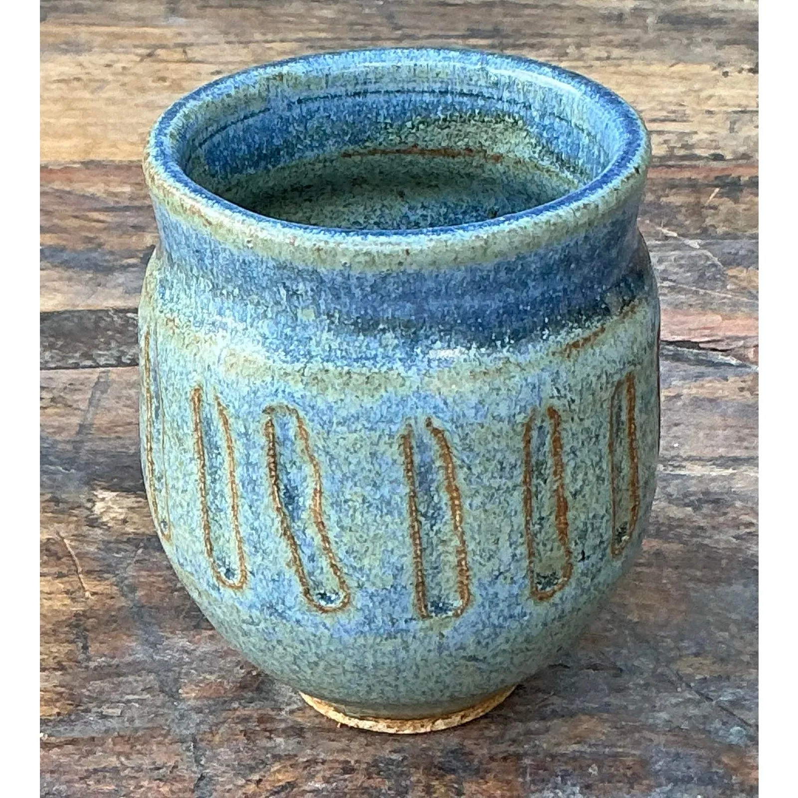 Vintage Boho Original Studio Pottery Small Vase - Ceramic, 3W x 4H — additional photo 3