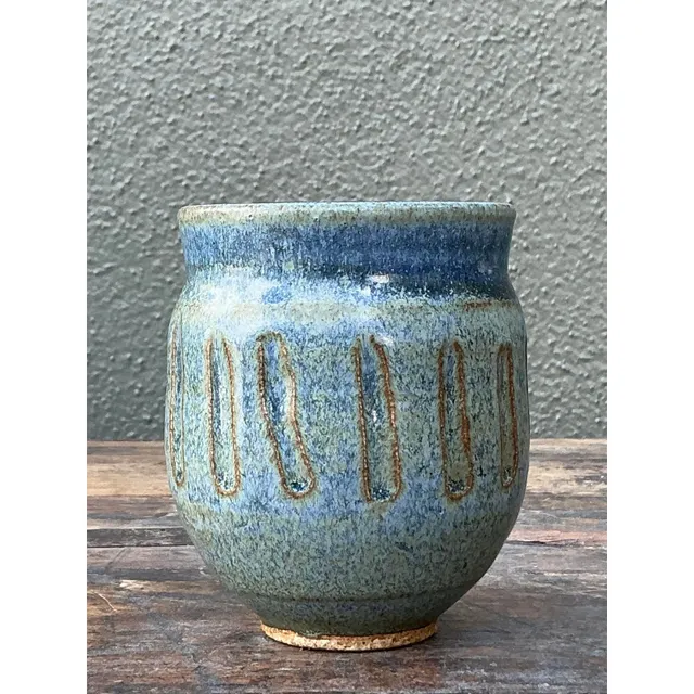 Vintage Boho Original Studio Pottery Small Vase - Ceramic, 3W x 4H — additional photo 4