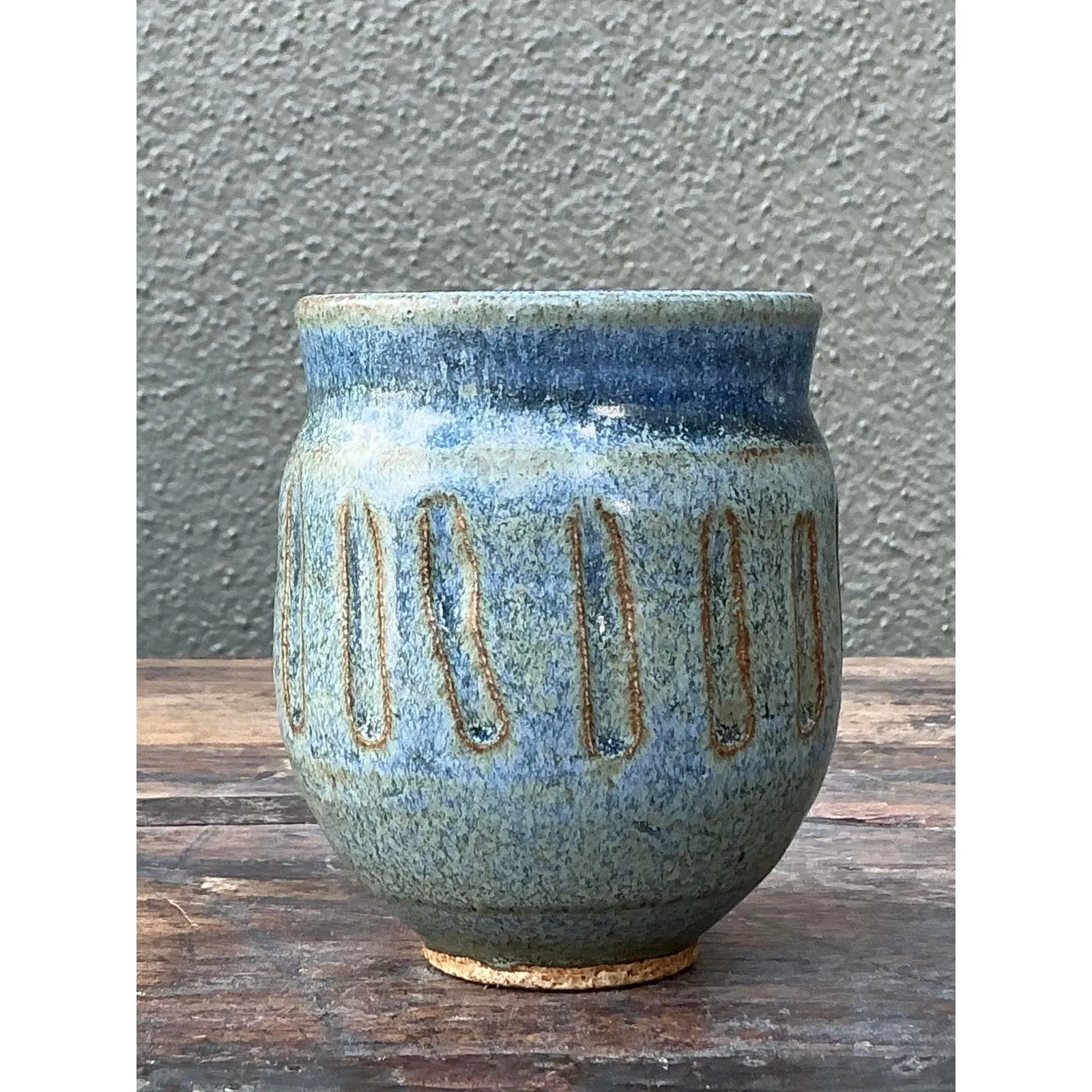 Vintage Boho Original Studio Pottery Small Vase - Ceramic, 3W x 4H — additional photo 5
