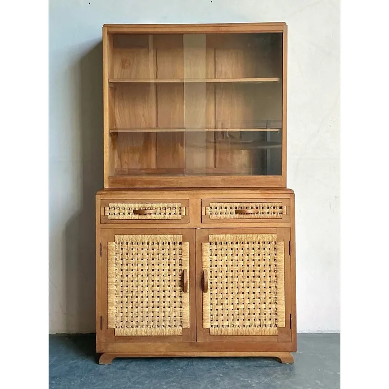 Vintage Boho Woven Rattan Cabinet — additional photo 2