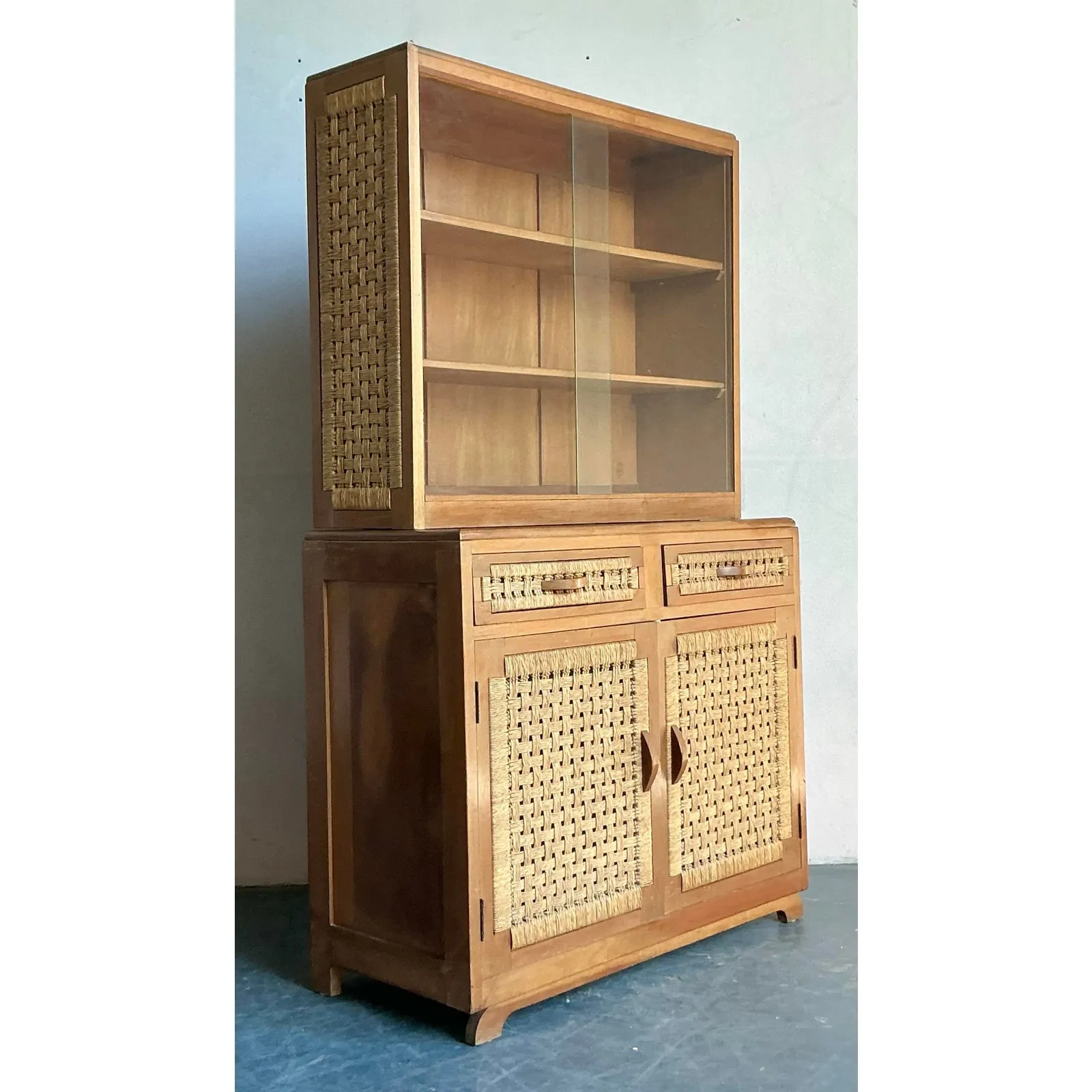 Vintage Boho Woven Rattan Cabinet — additional photo 4