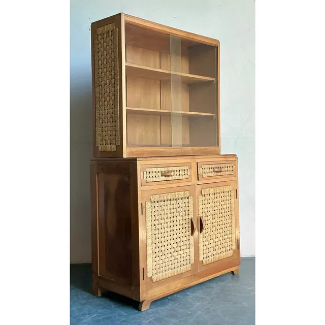 Vintage Boho Woven Rattan Cabinet — additional photo 4
