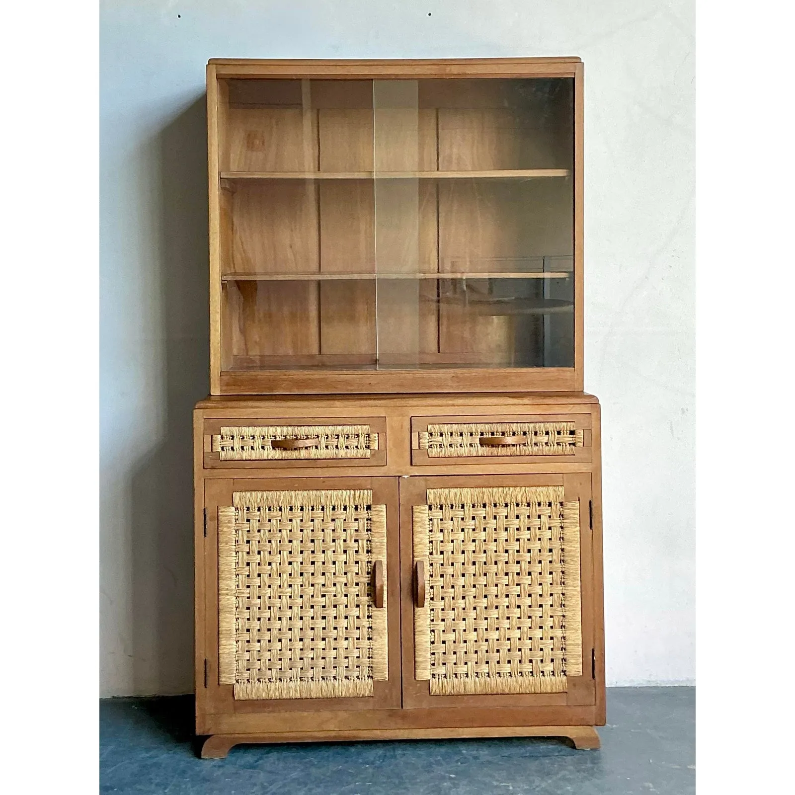 Vintage Boho Woven Rattan Cabinet — additional photo 5