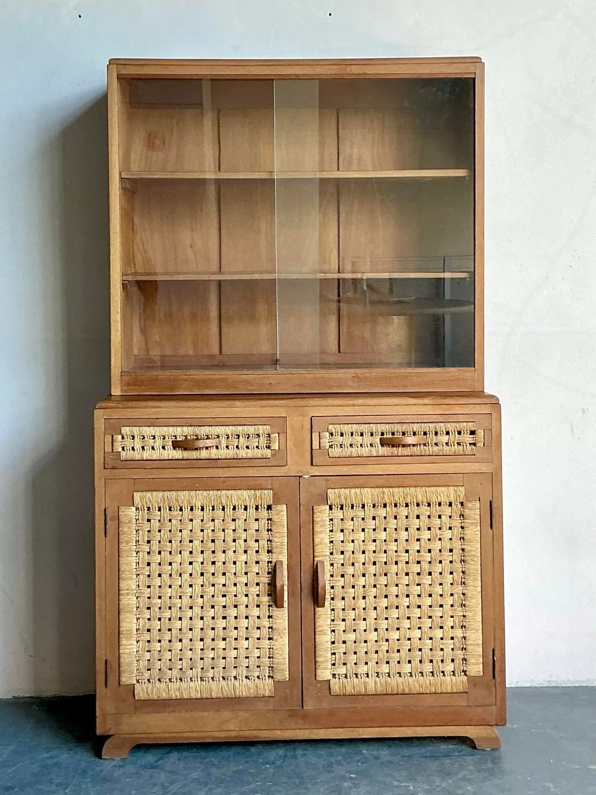 Vintage Boho Woven Rattan Cabinet — additional photo 4
