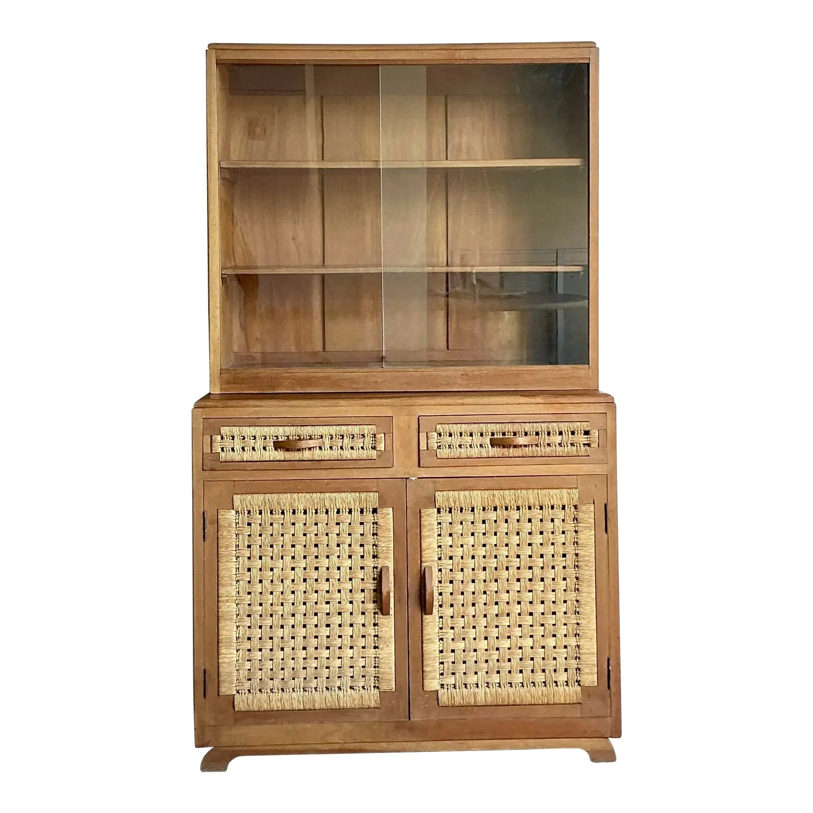 Vintage Boho Woven Rattan Cabinet — additional photo 1
