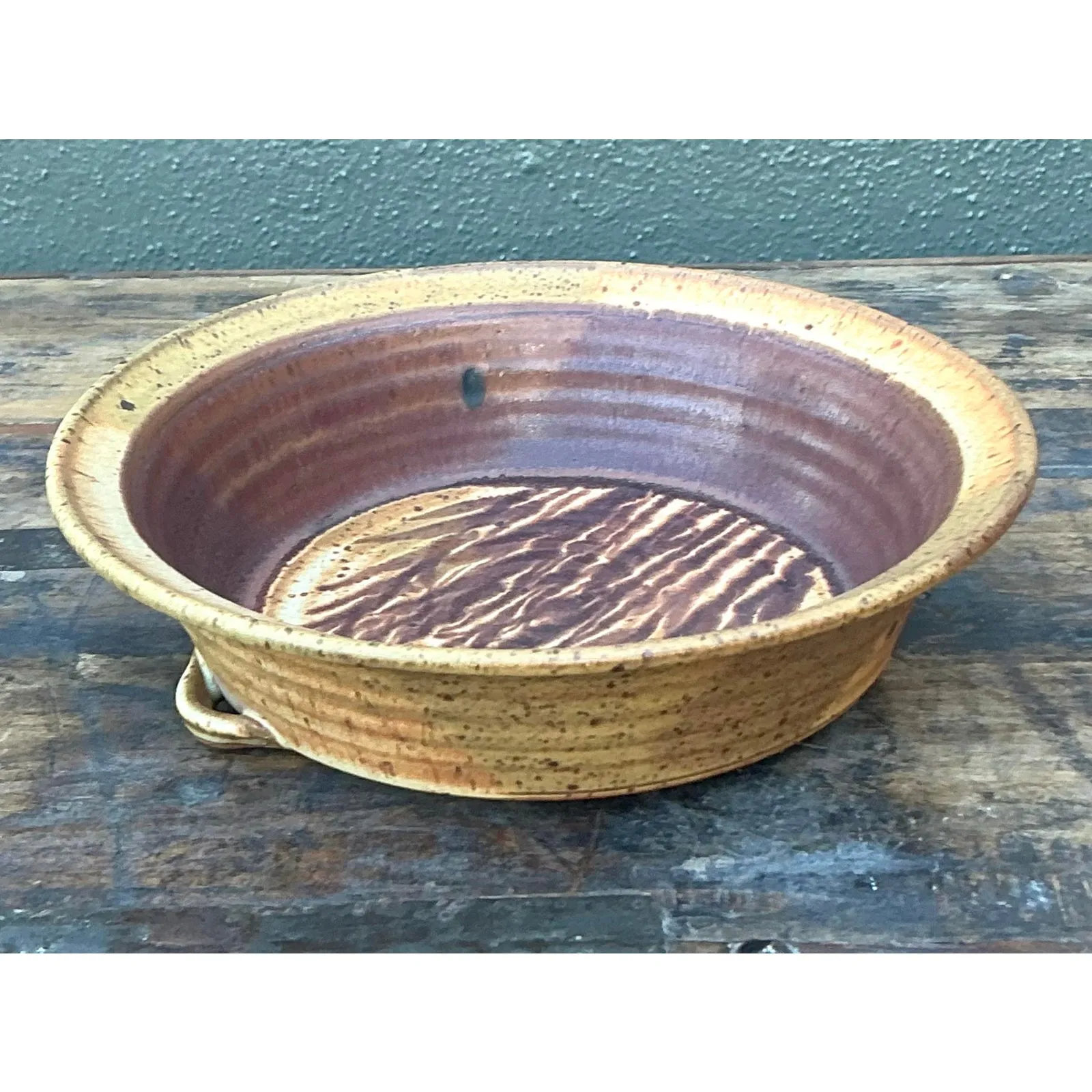Vintage Boho Original Studio Pottery Wheat Bowl — additional photo 5