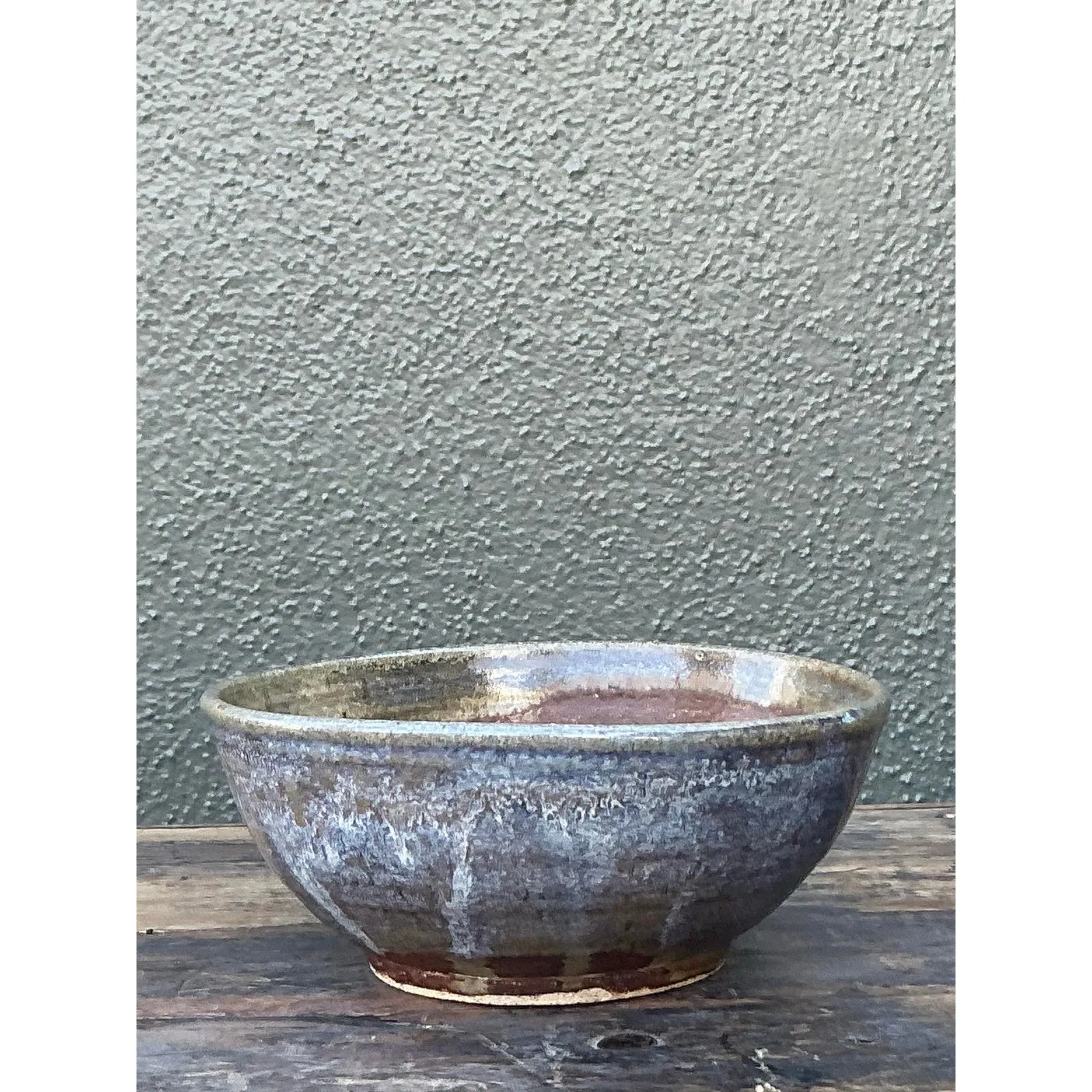 Vintage Boho Original Studio Pottery Bowl - Ceramic, 6.75W x 2.75H — additional photo 5