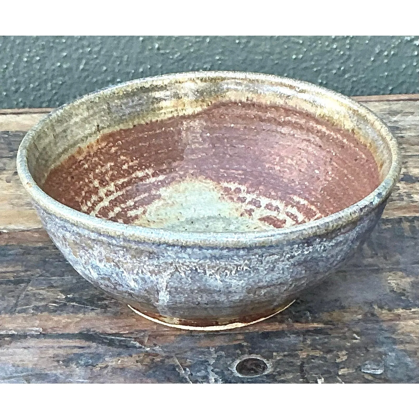Vintage Boho Original Studio Pottery Bowl - Ceramic, 6.75W x 2.75H — additional photo 7