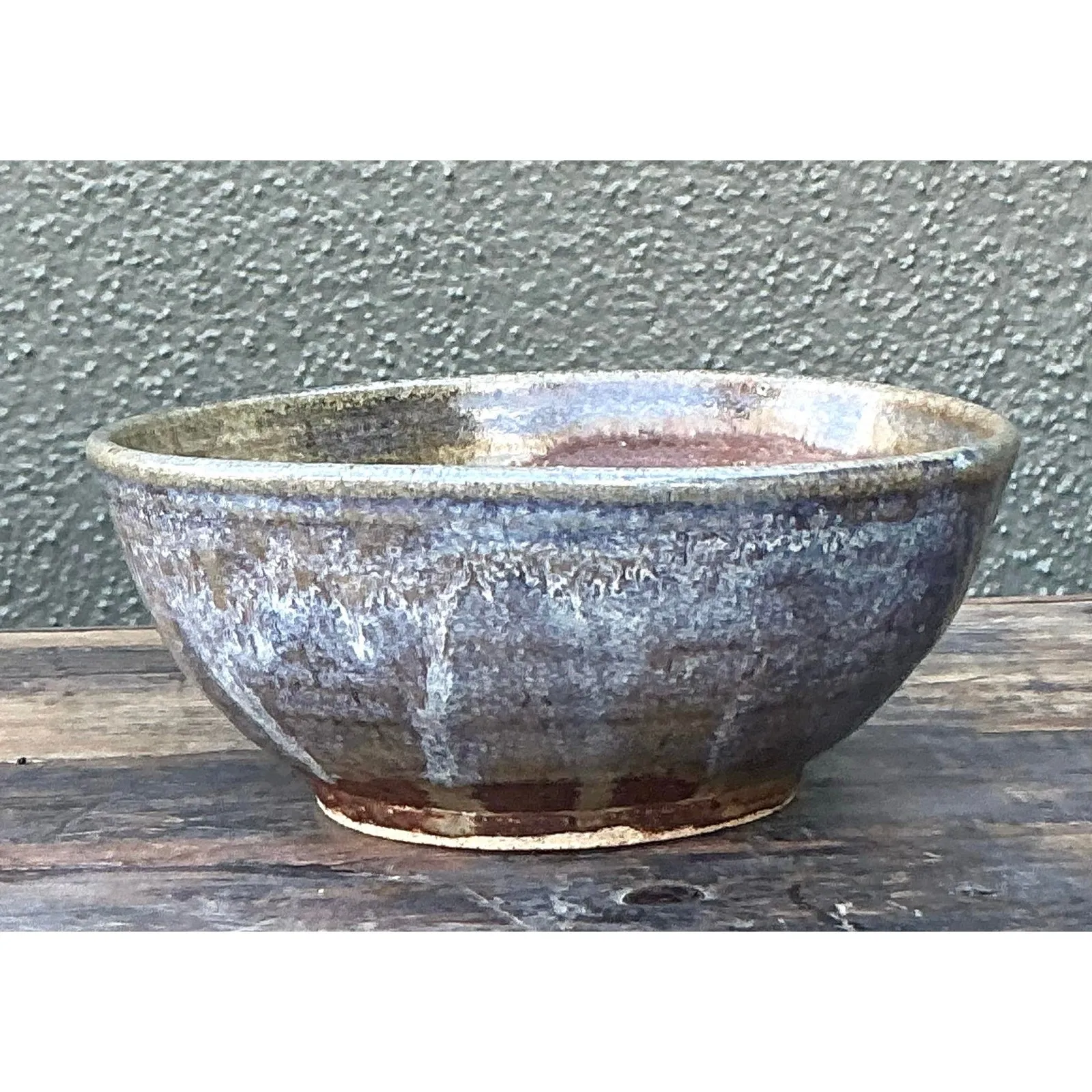 Vintage Boho Original Studio Pottery Bowl - Ceramic, 6.75W x 2.75H — additional photo 8