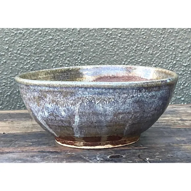 Vintage Boho Original Studio Pottery Bowl - Ceramic, 6.75W x 2.75H — additional photo 8