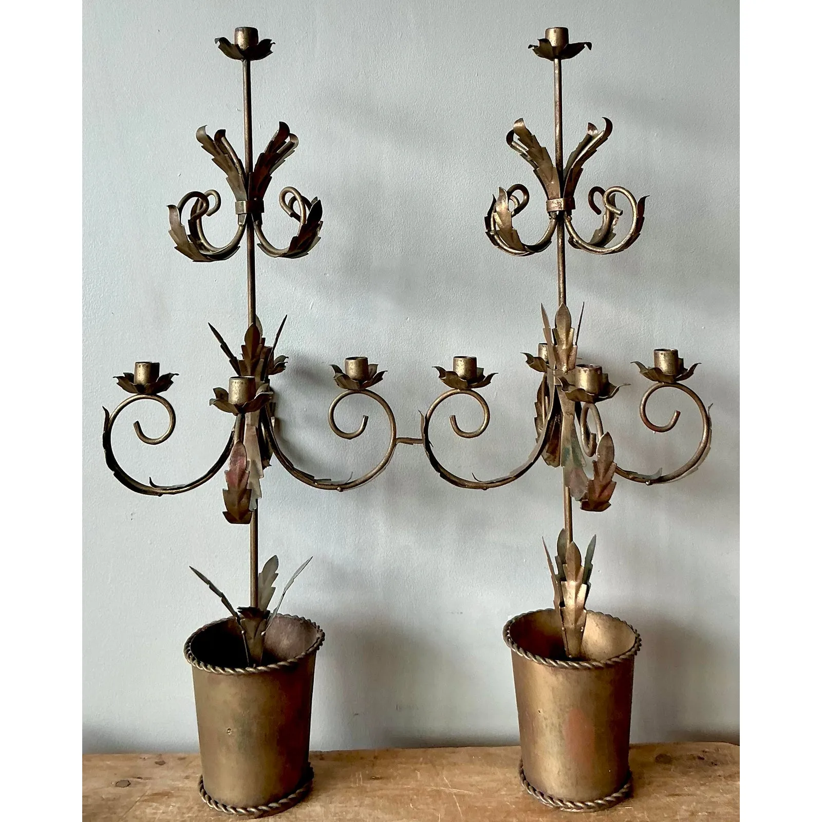 Vintage Boho Gilt Tipped Candelabras - A Pair — additional photo 2