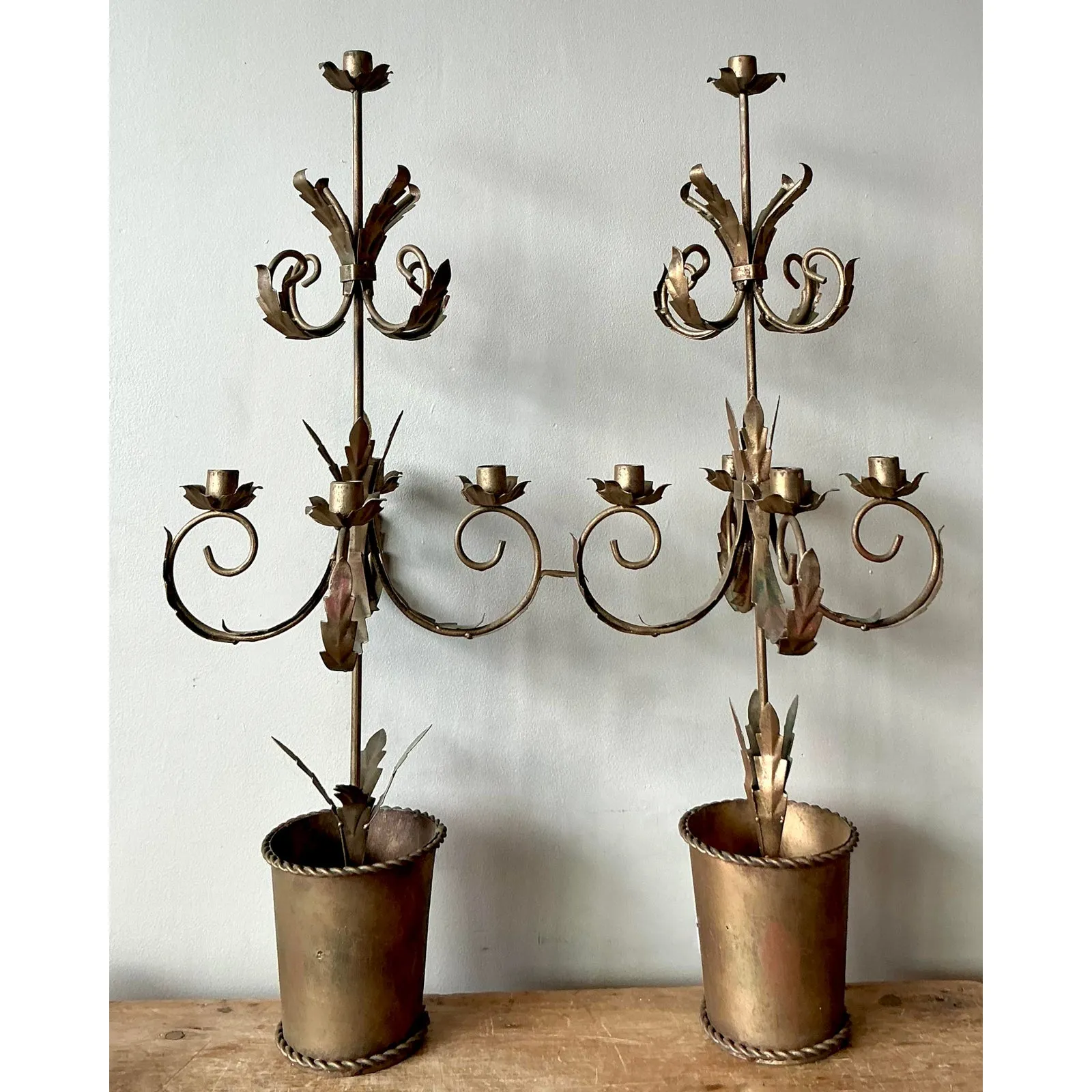 Vintage Boho Gilt Tipped Candelabras - A Pair — additional photo 3
