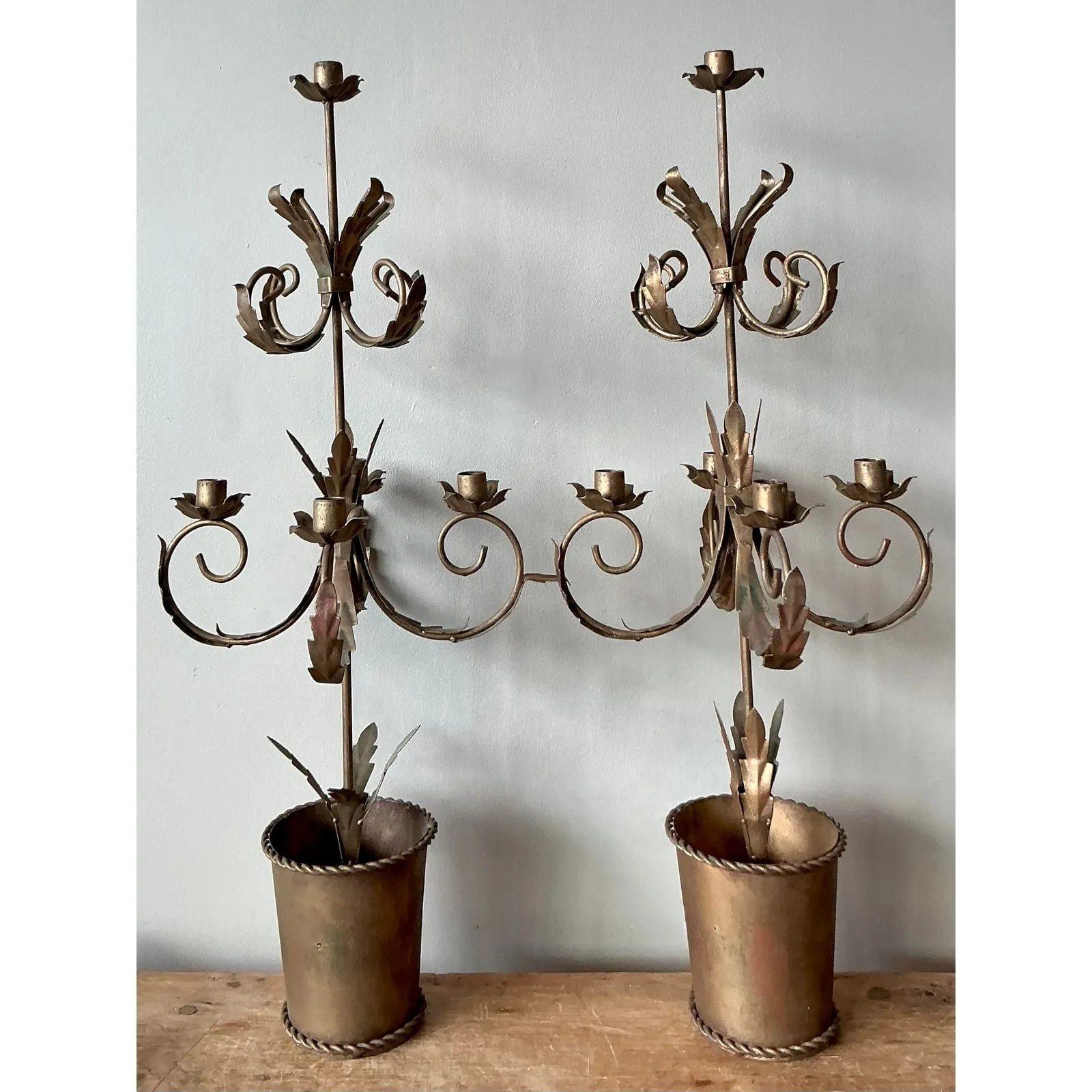Vintage Boho Gilt Tipped Candelabras - A Pair — additional photo 8