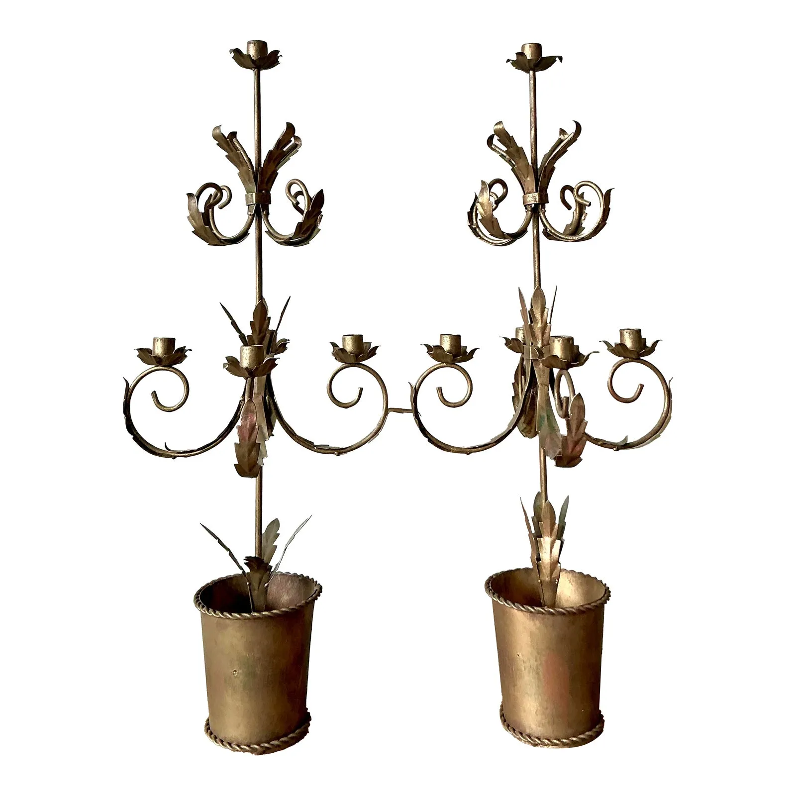 Vintage Boho Gilt Tipped Candelabras - A Pair