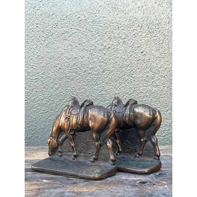 Vintage Boho Cast Horse Bookends - Set of 2 — additional photo 1