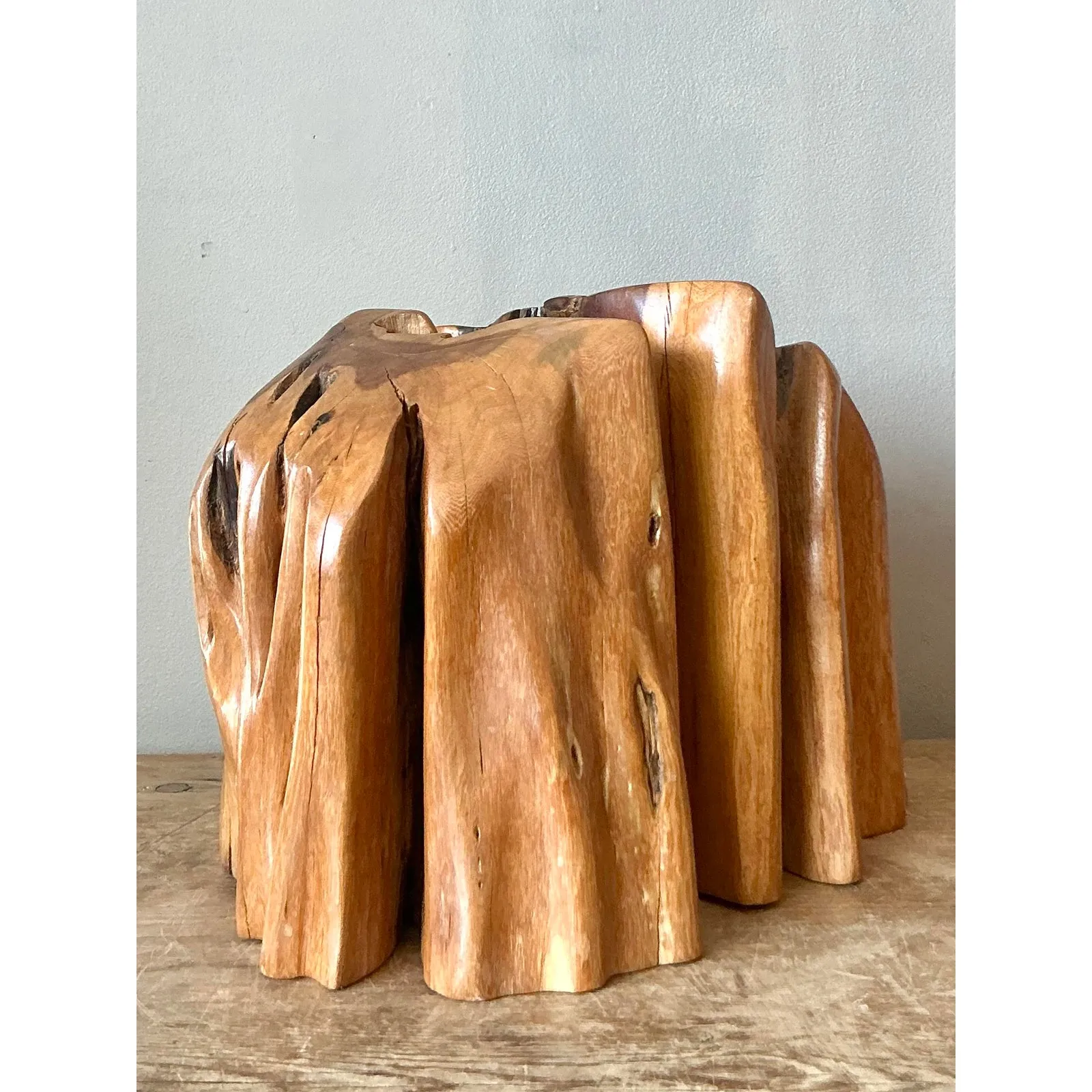 Vintage Boho Pecky Cypress Bookends - Set of 2 — additional photo 2