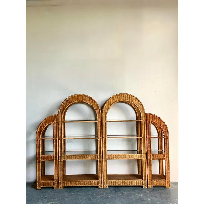 Vintage Boho Arched Rattan Etagere — additional photo 2