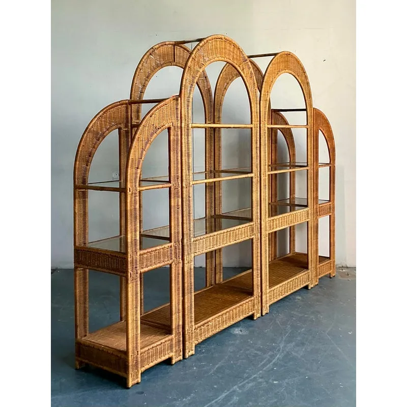 Vintage Boho Arched Rattan Etagere — additional photo 4