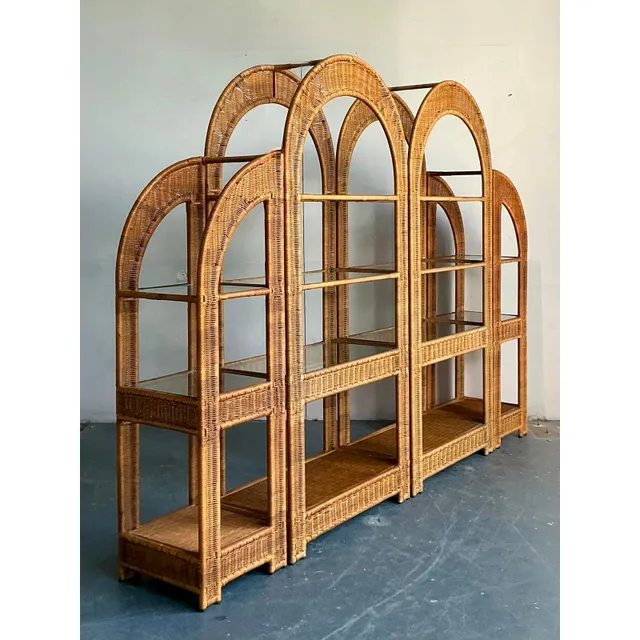 Vintage Boho Arched Rattan Etagere — additional photo 5