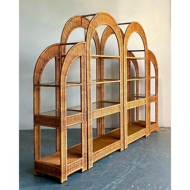 Vintage Boho Arched Rattan Etagere — additional photo 7