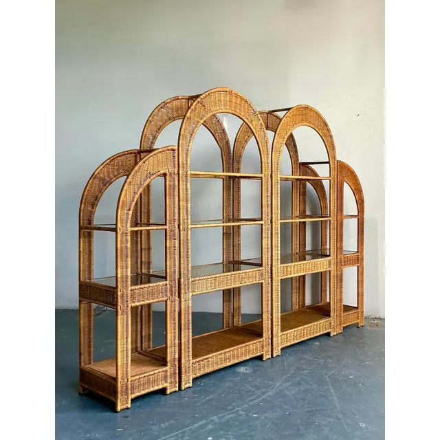 Vintage Boho Arched Rattan Etagere — additional photo 8