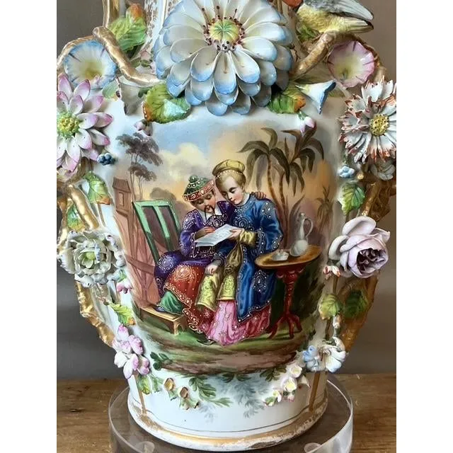 Vintage Regency French Porcelain Chinoiserie Lamps - A Pair — additional photo 4