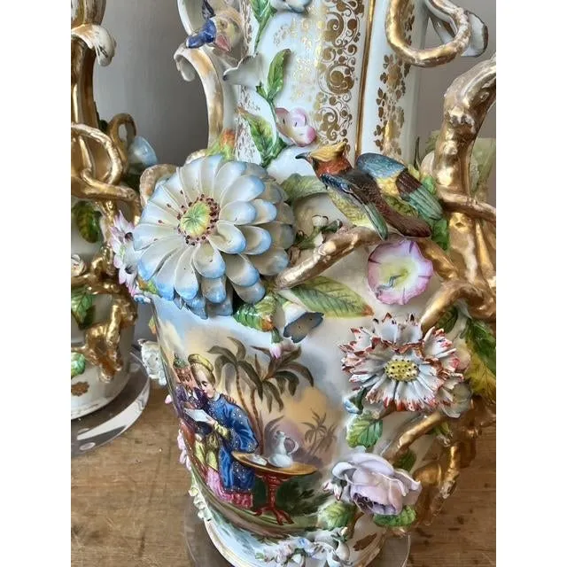Vintage Regency French Porcelain Chinoiserie Lamps - A Pair — additional photo 7