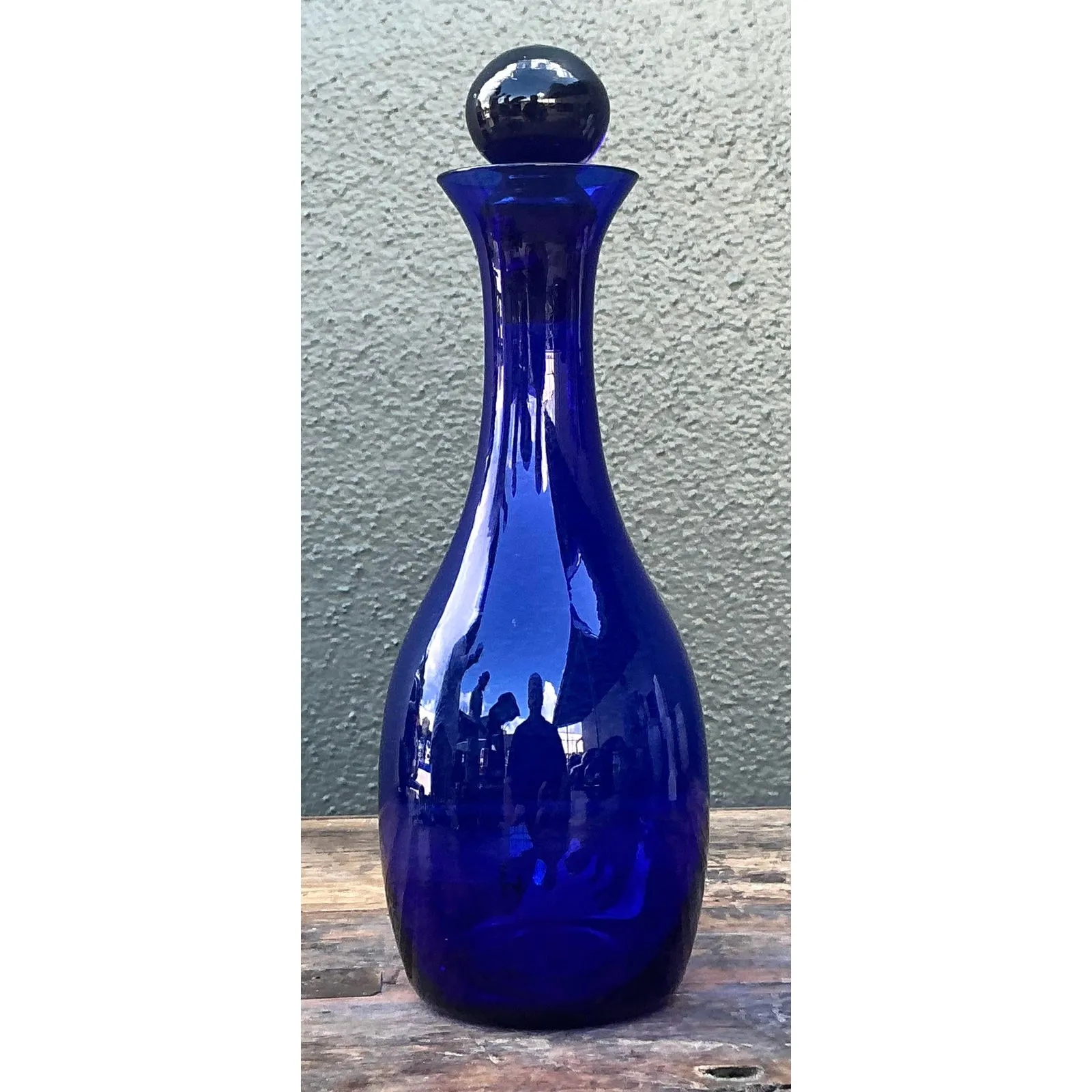 Vintage Boho Blue Art Glass Decanter — additional photo 5