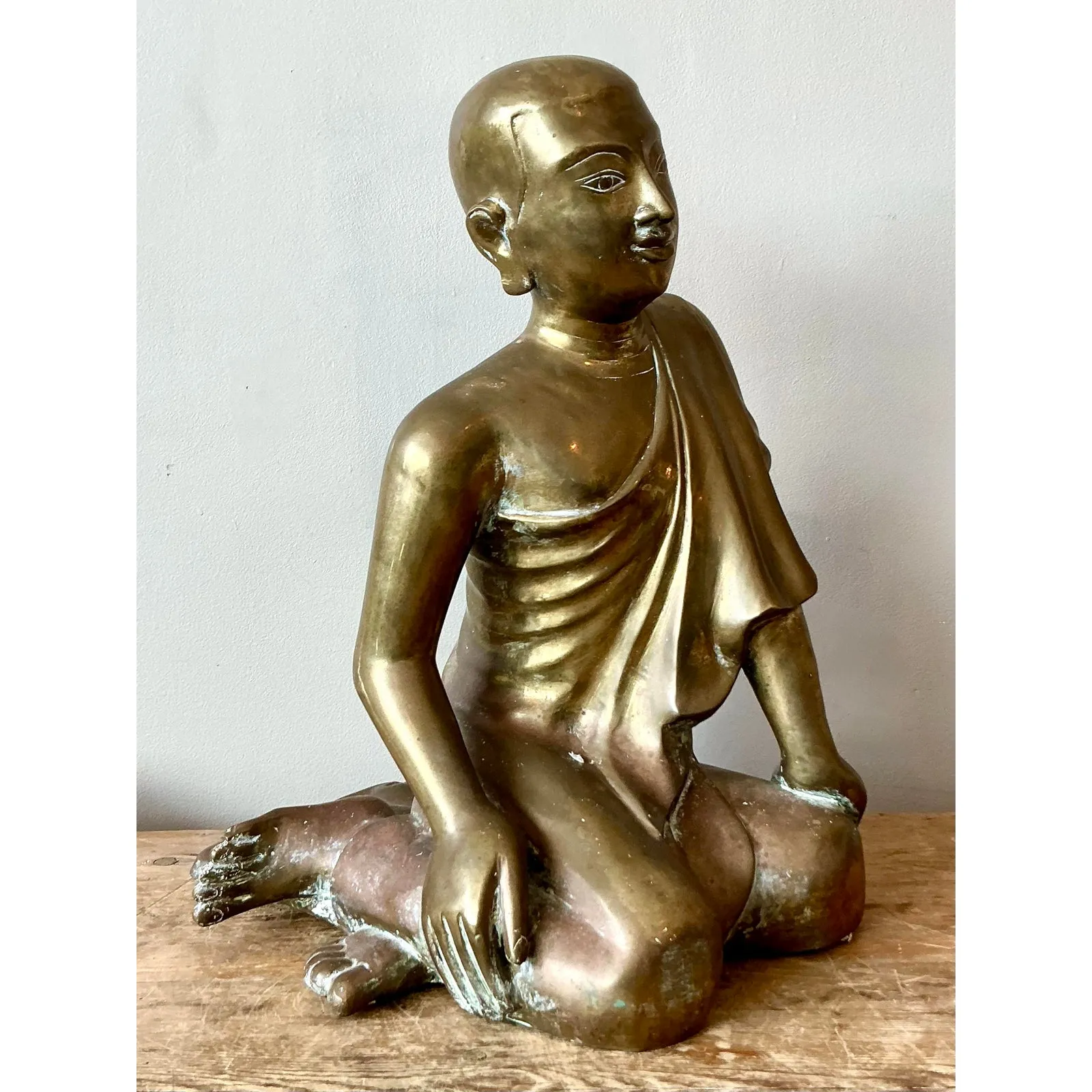 Vintage Boho Brass Seated Buddha — additional photo 1