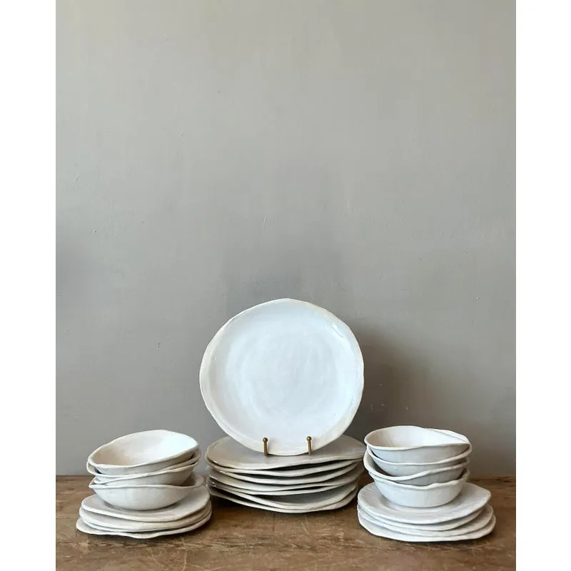 Vintage Boho Slab Built Original Studio Pottery Dinnerware Set of 24 — additional photo 4