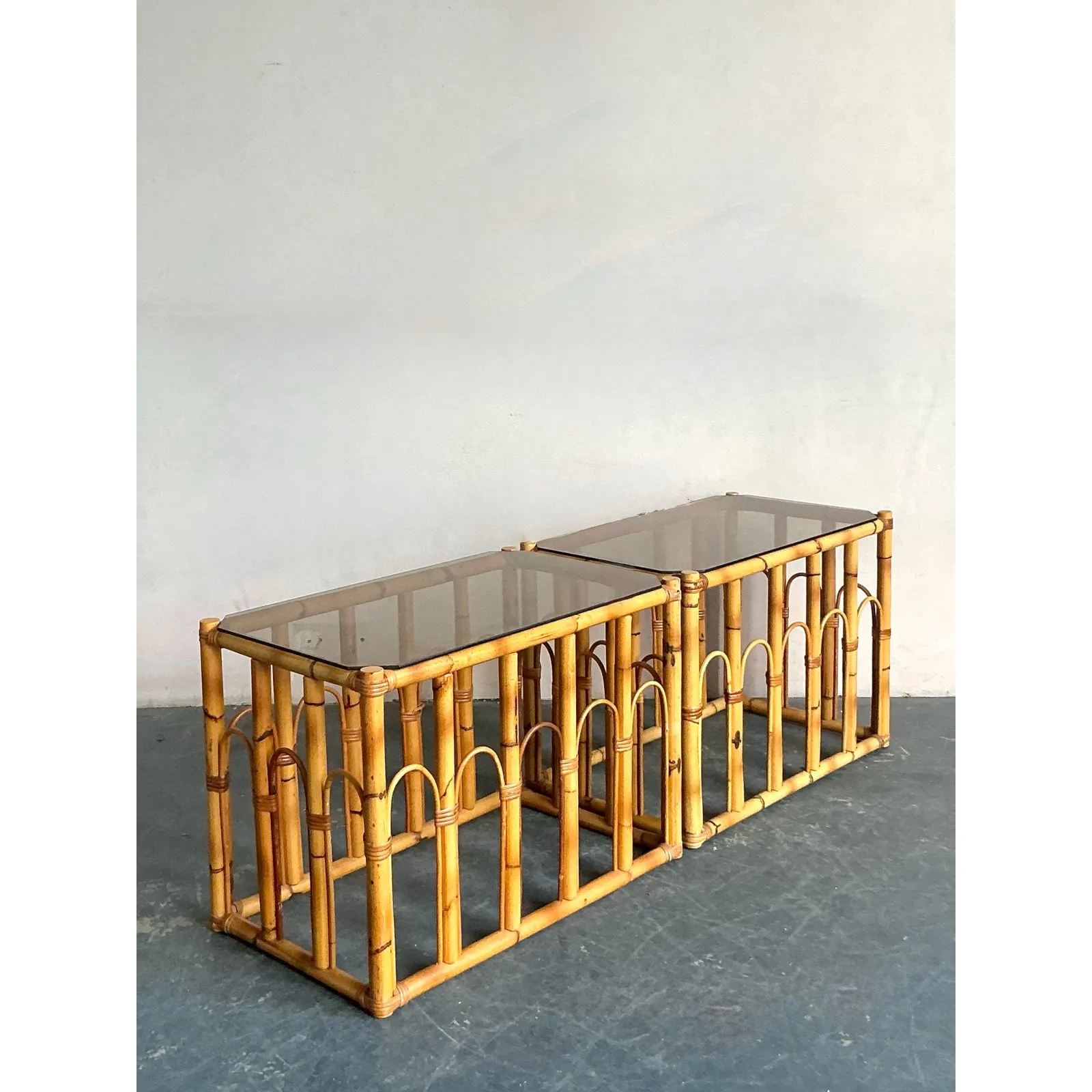 Vintage Boho Arched Rattan Side Table — additional photo 4