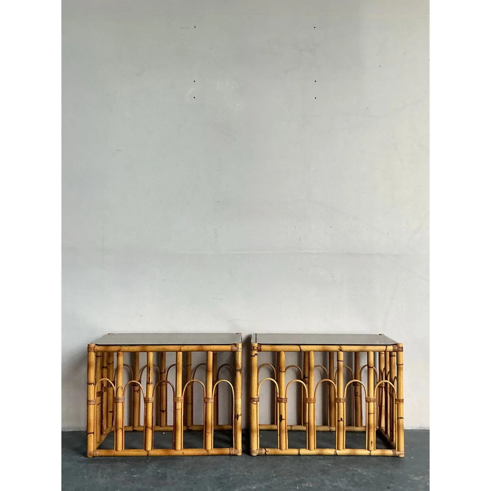 Vintage Boho Arched Rattan Side Table — additional photo 6