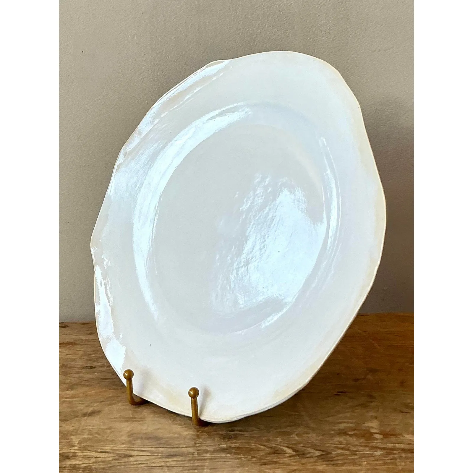 Vintage Boho Slab Built Studio Pottery Platter — additional photo 6